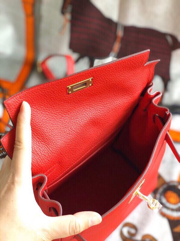 Hermes Kelly Ado Backpack In Red Clemence Leather